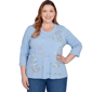 Plus Size Alfred Dunner Hilton Head Cross Stitched Floral Top - image 1