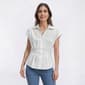 Womens Nicole Miller Cap Sleeve V Neck Pleated Poplin Blouse - image 1