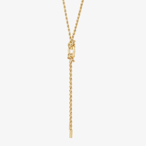 Gold Classics&#8482; Circle & Bar on Rope Chain Lariat Necklace