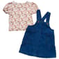 Toddler Girl Nannette Denim Jumper & Floral Puff Sleeve Top Set - image 2
