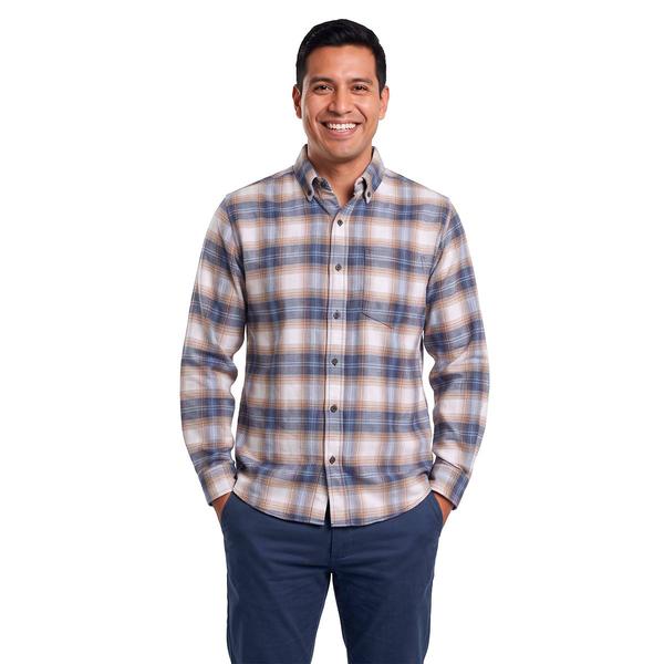 Mens Jackson Hole Flannel Shirt - Light Blue/Tan