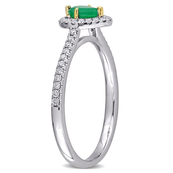 Gemstones Classics™ 14kt. 2-Tone White Gold Emerald Halo Ring