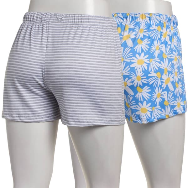 Juniors Pillow Talk 2pk. Daisies & Stripe Pajama Shorts
