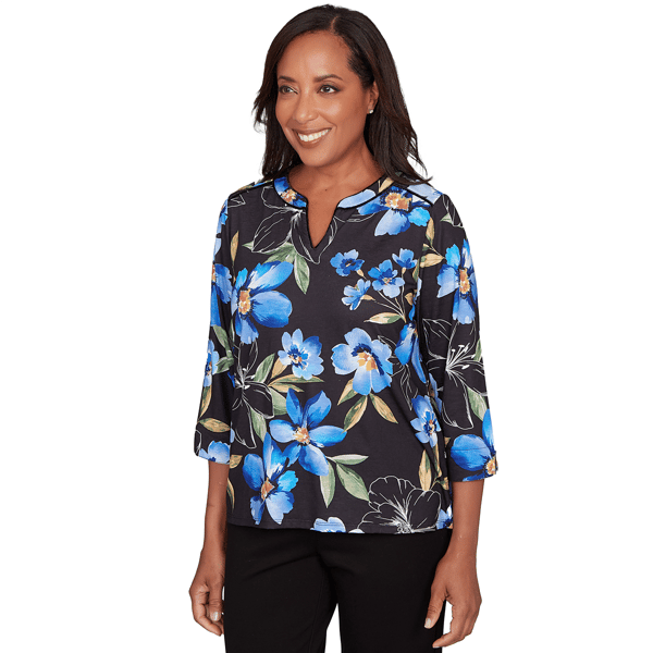 Petite Alfred Dunner Barcelona Watercolor Floral Blouse
