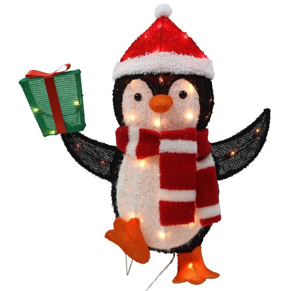 Pre-Lit Penguin with Stocking Hat & Scarf Sculpture - image 