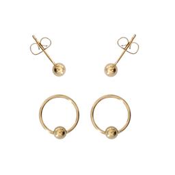 2pk. Gold Plated Bead Ring & Ball Studs Set