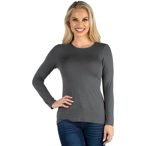 Womens 24/7 Comfort Apparel Long Sleeve Solid Relaxed Fit Tee - image 
