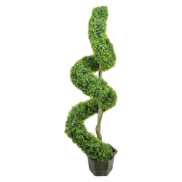 Northlight 56in. Potted Artificial Boxwood Spiral Topiary Tree - image 