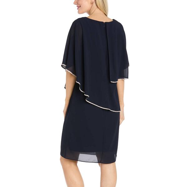 Womens R&M Richards Tier Capelet Rhinestone Trim Sheath Dress - image 