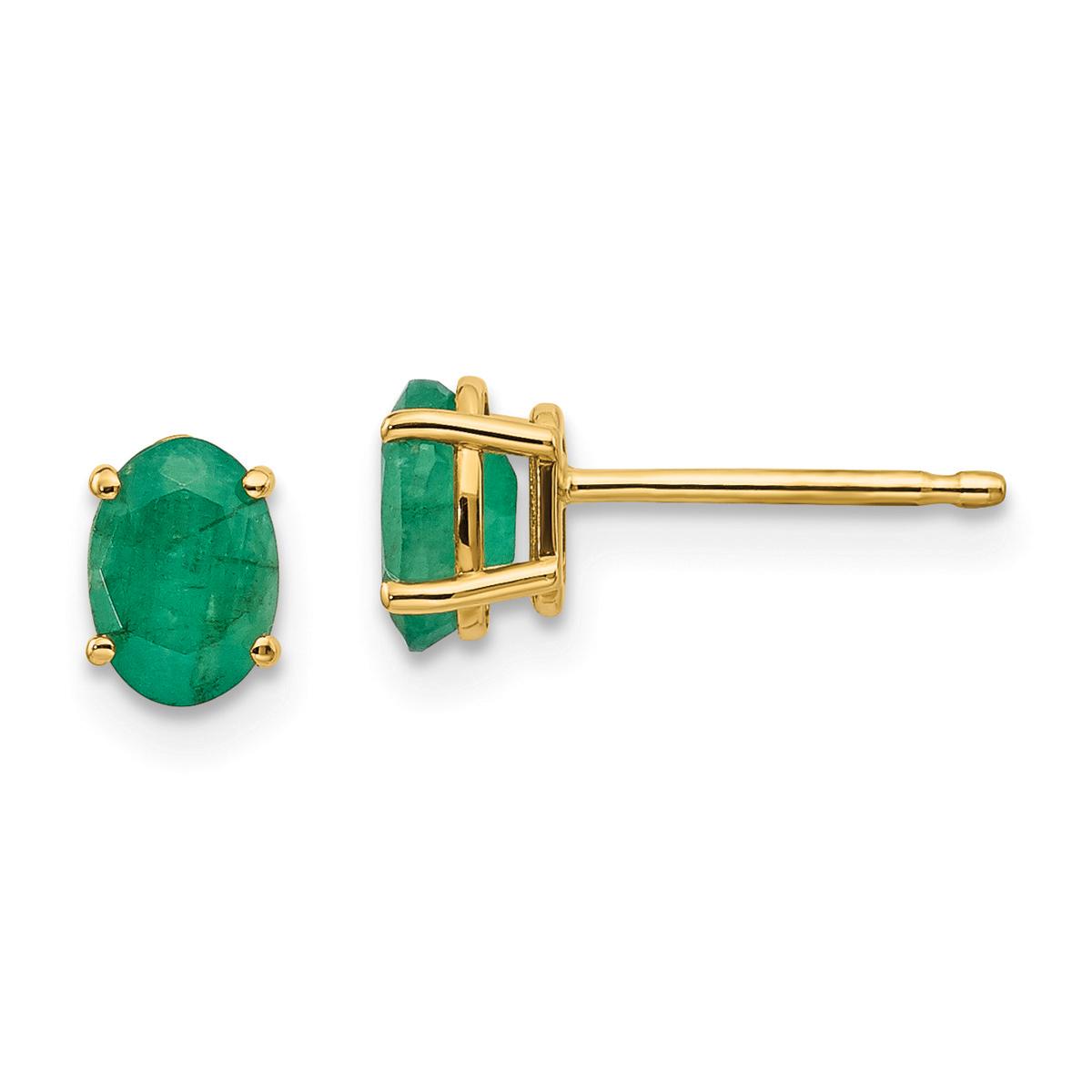Gemstone Classics™ Yellow Gold 6mm. Emerald Stud Earrings