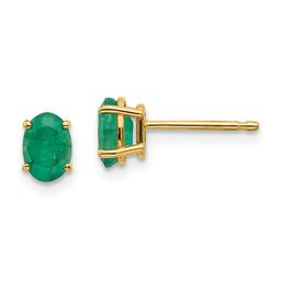 Gemstone Classics(tm) Yellow Gold 6mm. Emerald Stud Earrings