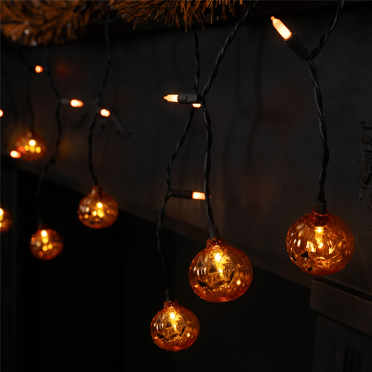 Northlight LED Pumpkin Curtain Icicle Lights - Thumbnail 5