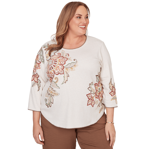 Plus Size Alfred Dunner Spice Market Floral Embroidery Blouse - image 