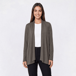 Petite Notations Long Sleeve Solid Hacci Open Cardigan
