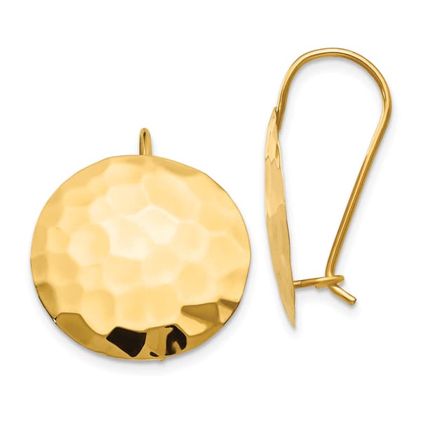 Gold Classics&#40;tm&#41; 14kt. Hammered Circle Dangle Earrings - image 