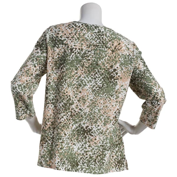 Plus Size Emily Daniels 3/4 Sleeve Print Jacquard Knit Tunic Top