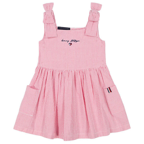 Girls &#40;4-6x&#41; Tommy Hilfiger Seersucker Bow Strap Pocket Dress - image 