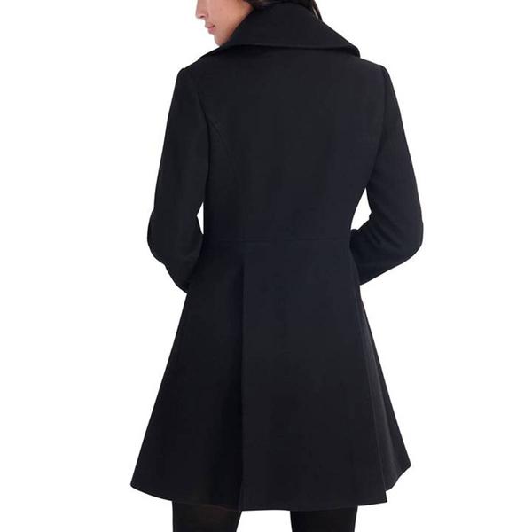 Womens Kensie Single Breasted Fit & Flare Faux Wool Coat