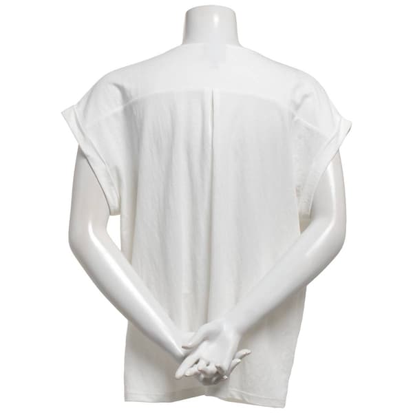 Womens Bobeau Short Sleeve Solid Pleated Front Blouse