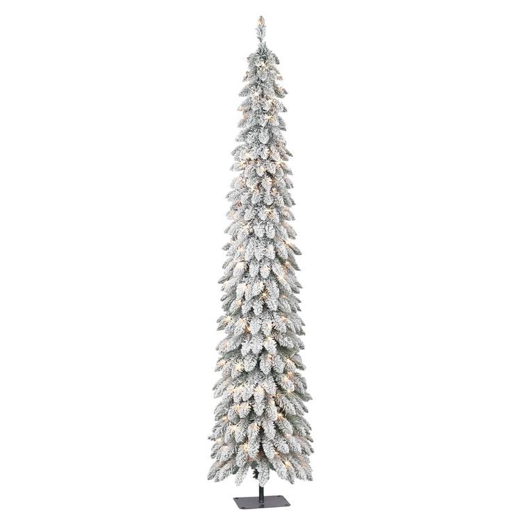 Puleo International 7ft. Pre-Lit Flocked Alpine Christmas Tree