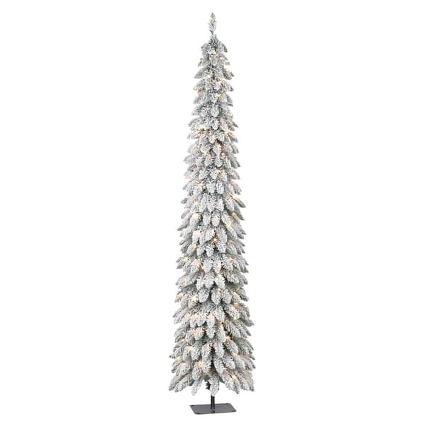 Puleo International 7ft. Pre-Lit Flocked Alpine Christmas Tree