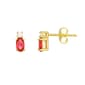Oval Simulated Ruby July Birthstone Stud Earrings - image 1