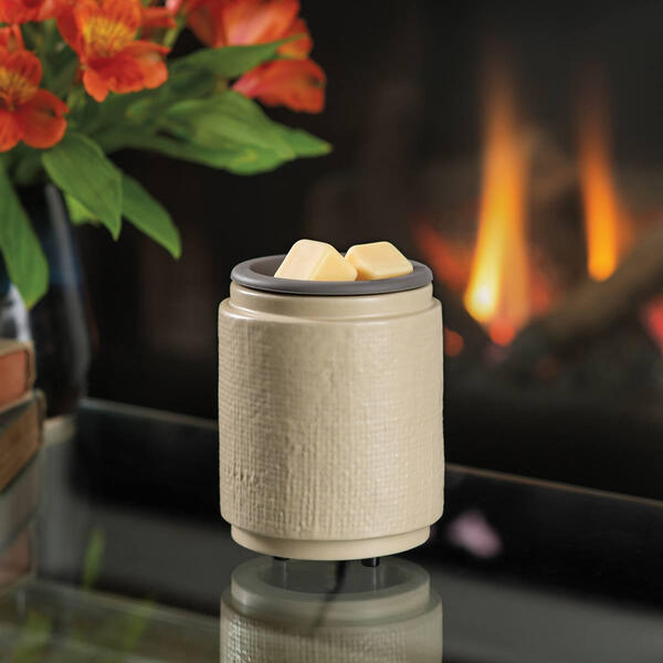 Candle Warmers Etc. Natural Linen Wax Warmer w/ Silicone Dish - image 