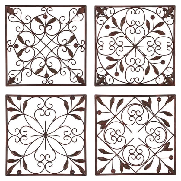 9th & Pike&#40;R&#41; Rustic Style Square Floral Wall Decor - Set of 4 - image 