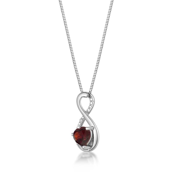 Gemminded Sterling Silver 6mm Heart Garnet Infinity Pendant