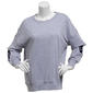 Womens Erika Autumn French Terry Embroidery Sleeve Sweater - image 1