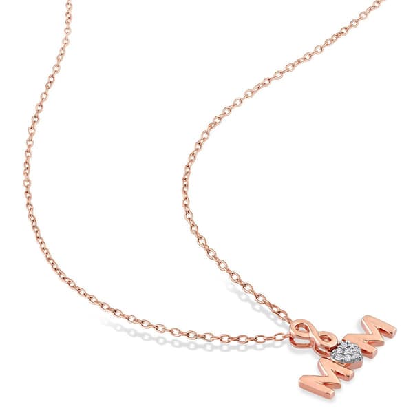 Sophia B Pink Silver 0.03ct. Diamond Accent Mom Chain Necklace