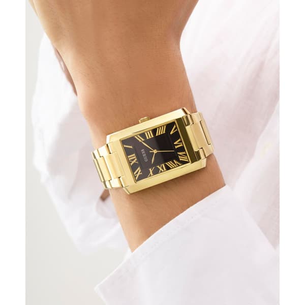 Mens GUESS Gold Analog Roman Numeral Watch - GW0896G2
