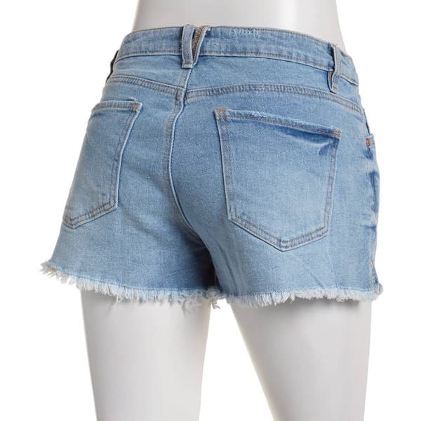 Juniors Madden Girl Asymmetrical Waist Fray Hem Denim Shorts
