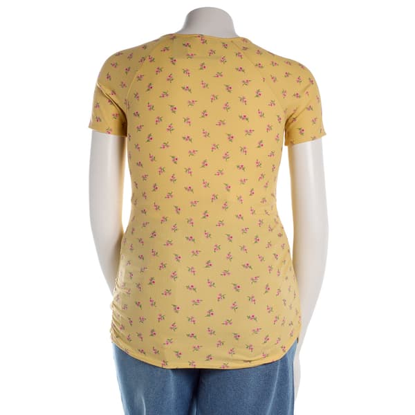 Womens Maternity Due Time Short Sleeve Floral Bow Blouse