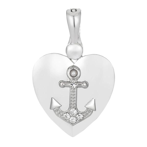 Wearable Art Silver-Tone Heart w/ Anchor Enhancer Pendant - image 