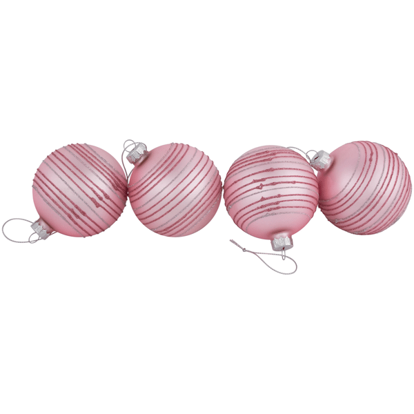 Northlight 4ct. Pink Striped Glass Christmas Ball Ornaments