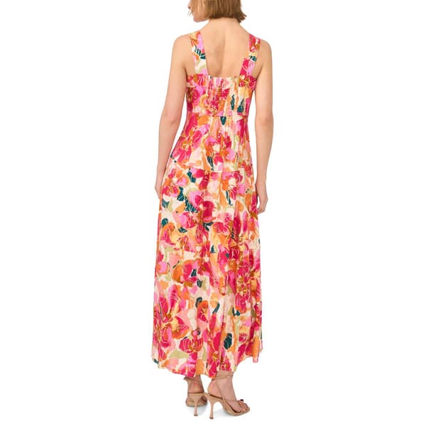 Womens MSK Sleeveless Square Neck Foil Floral Challis Maxi Dress