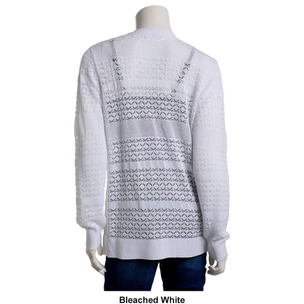 Womens 89th & Madison Long Sleeve Pointelle Crispy Cardigan
