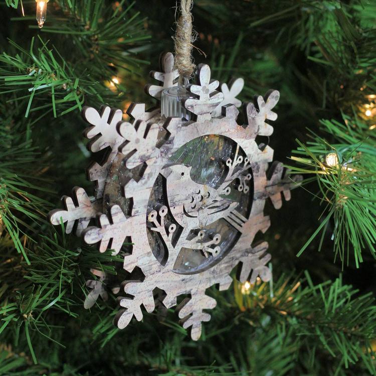 Northlight Seasonal 6in. Wooden Snowflake with Bird Ornament