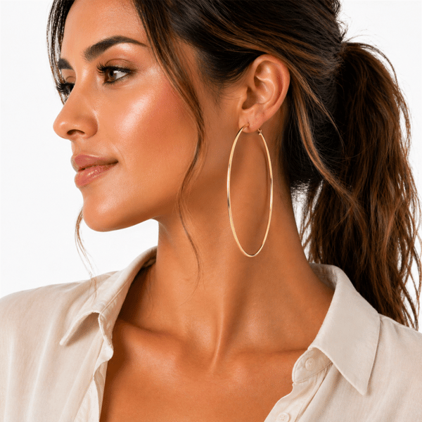 Saffron 80mm 18kt. Gold Polished Flat Bottom Hoop Earrings
