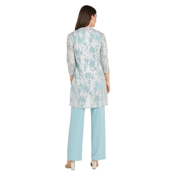 Petites R&M Richards 3pc. Foil Jacquard Straight Leg Pantsuit