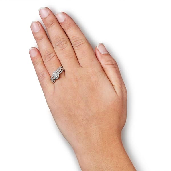 Haus of Brilliance Silver 1/3ctw. Diamond Bypass Bridal Set