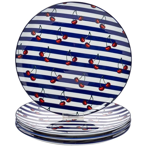 Home Essentials S/4 10.5in American Stripe W/Cherries - image 