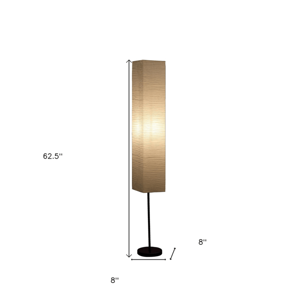 HomeRoots 63in. Black & Off White Column Floor Lamp