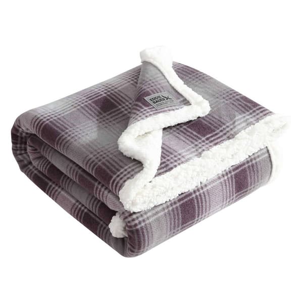 Eddie Bauer Nordic Plaid Reversible Sherpa Throw - image 
