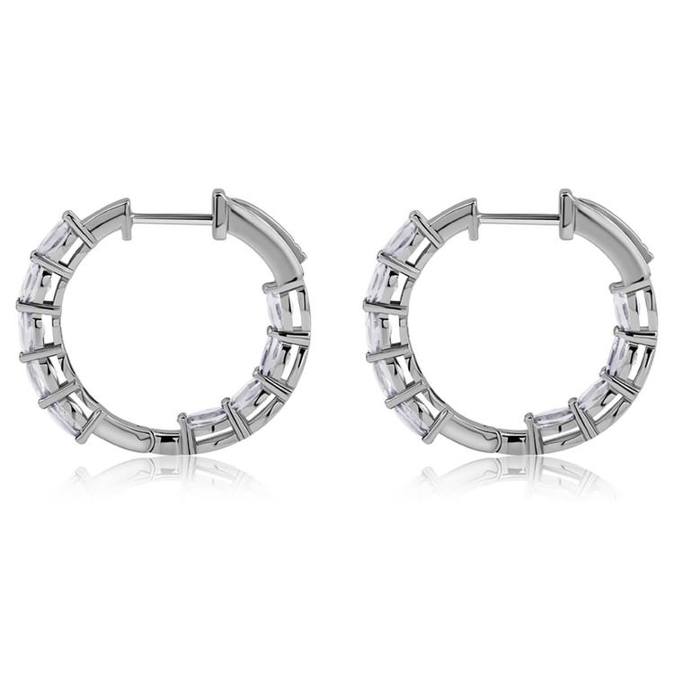 Gemstone Classics™ 4x3mm White Topaz Inside Out Hoop Earrings