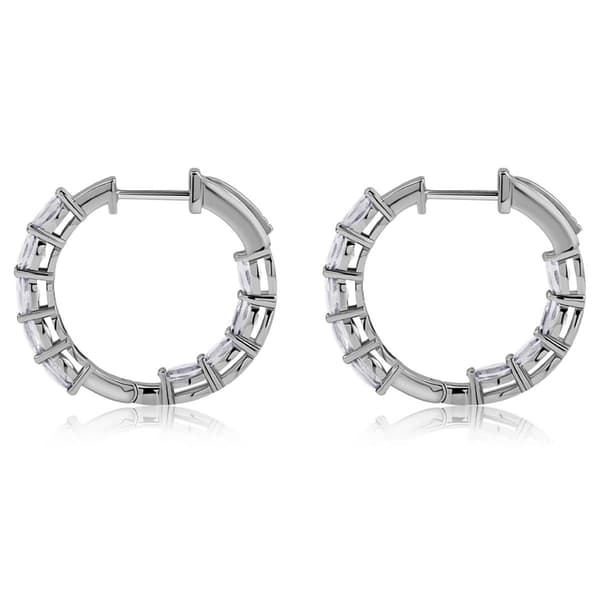 Gemstone Classics™ 4x3mm White Topaz Inside Out Hoop Earrings