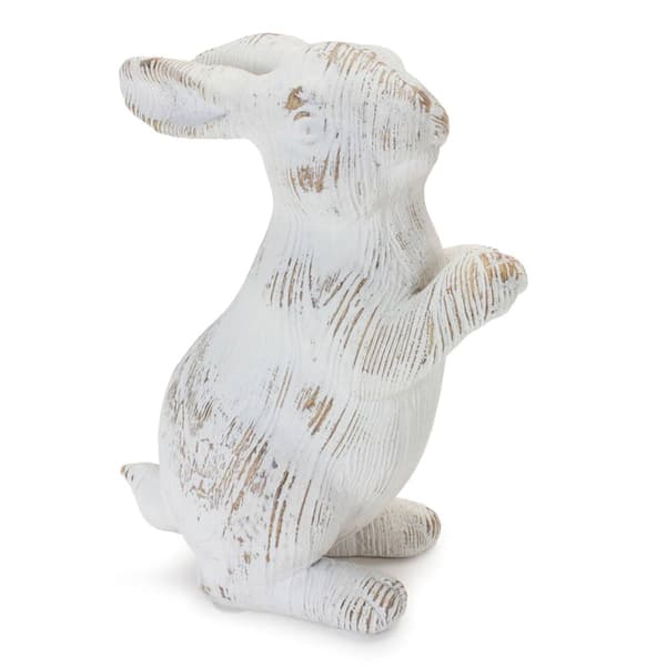 Melrose White Washed Rabbit Figurine - Set of 2