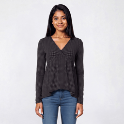 Juniors Derek Heart Jersey Dot Surplice Babydoll Top