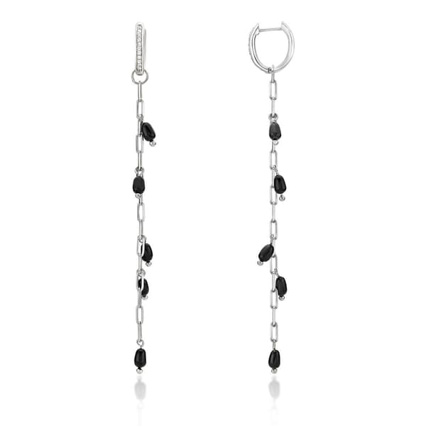 Gemminded Sterling Silver Oval Black Onyx Earrings